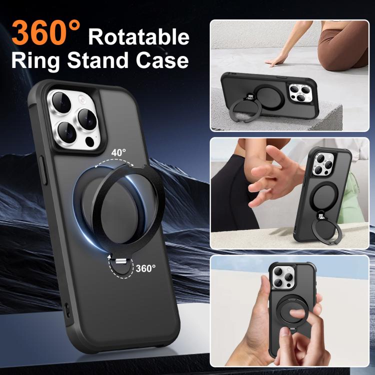 For iPhone 15 Pro Max Rotating Pivot Bracket Magnetic Phone Case