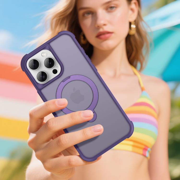 For iPhone 15 Pro Max Rotating Pivot Bracket Magnetic Phone Case