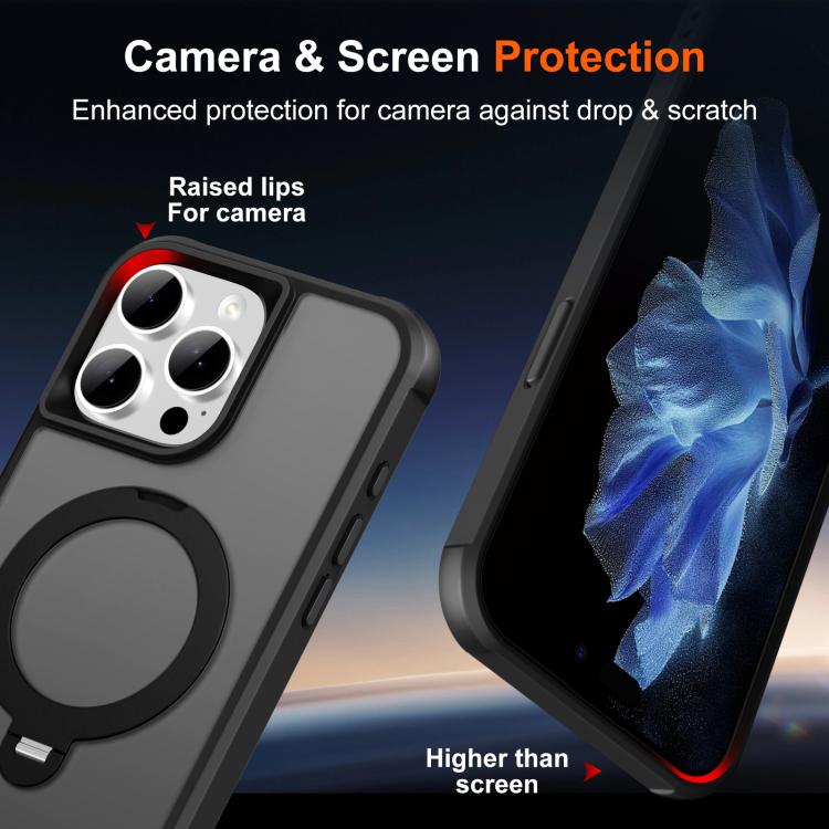 For iPhone 15 Pro Rotating Pivot Bracket Magnetic Phone Case