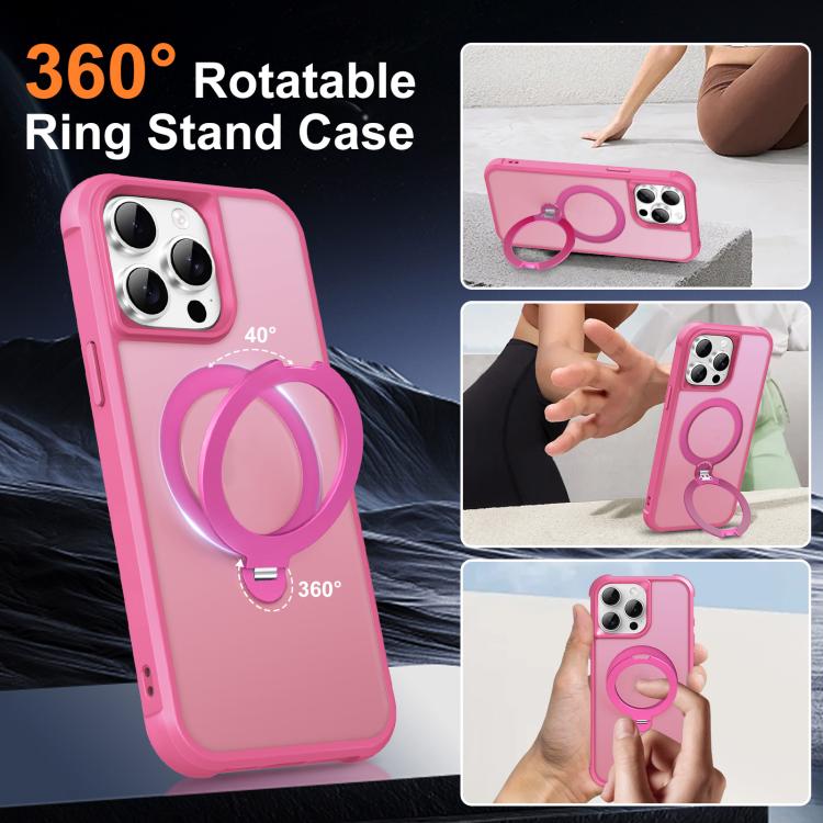 For iPhone 15 Pro Rotating Pivot Bracket Magnetic Phone Case