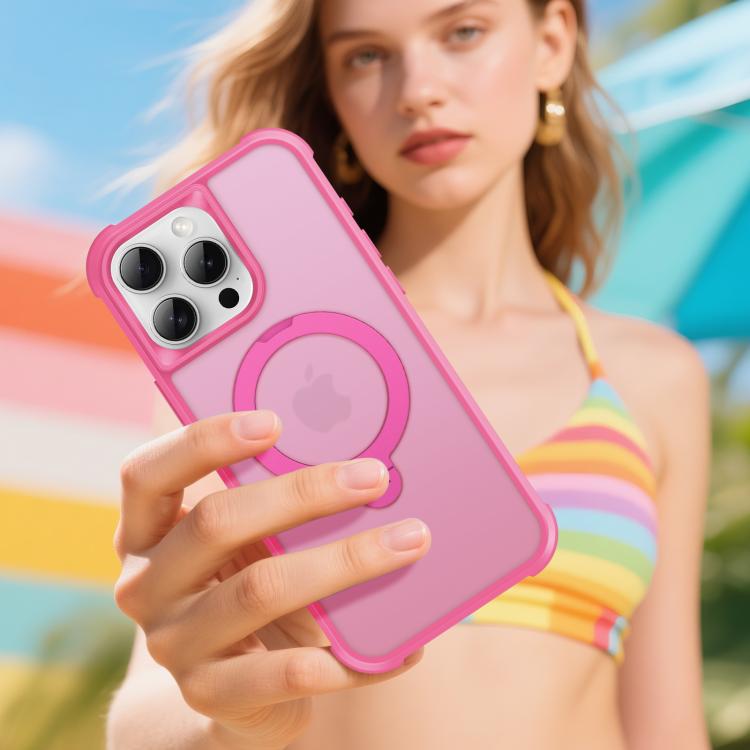For iPhone 15 Pro Rotating Pivot Bracket Magnetic Phone Case