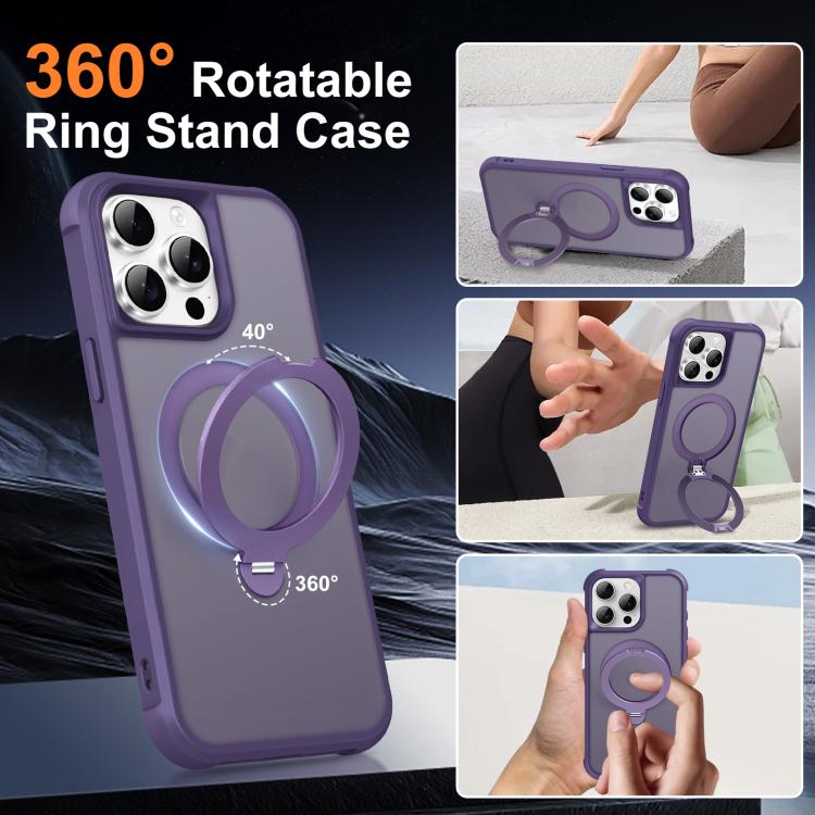 For iPhone 15 Pro Rotating Pivot Bracket Magnetic Phone Case