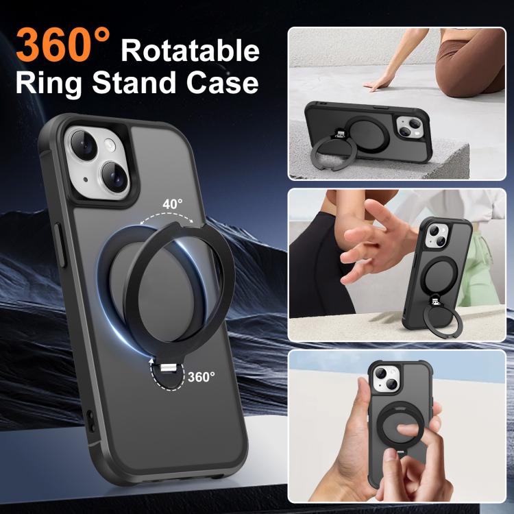 For iPhone 14 Rotating Pivot Bracket Magnetic Phone Case