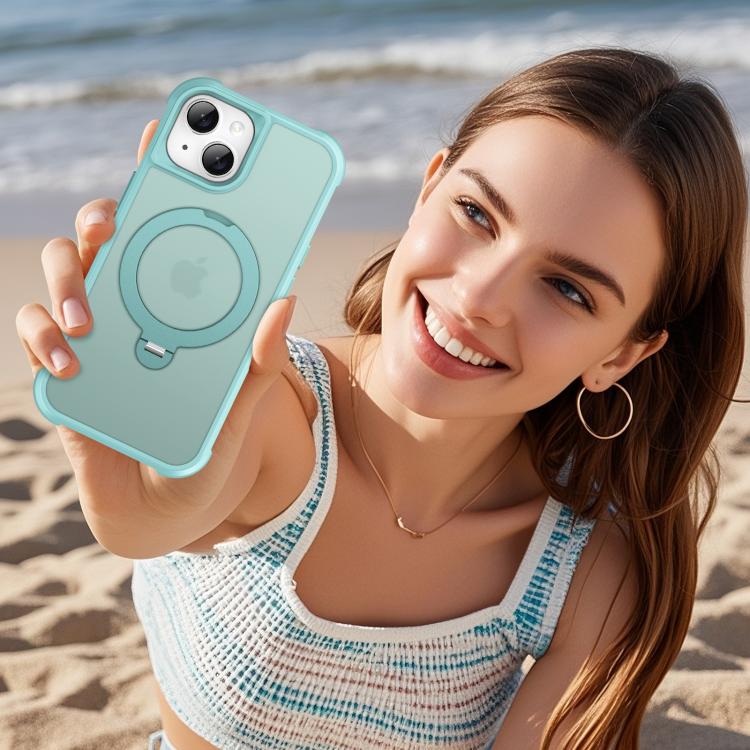 For iPhone 14 Rotating Pivot Bracket Magnetic Phone Case