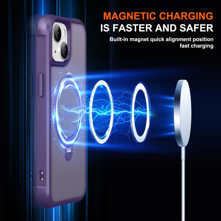 For iPhone 14 Rotating Pivot Bracket Magnetic Phone Case