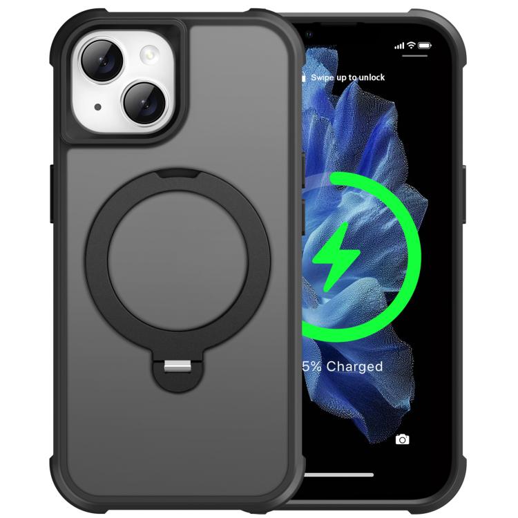 For iPhone 14 Plus Rotating Pivot Bracket Magnetic Phone Case