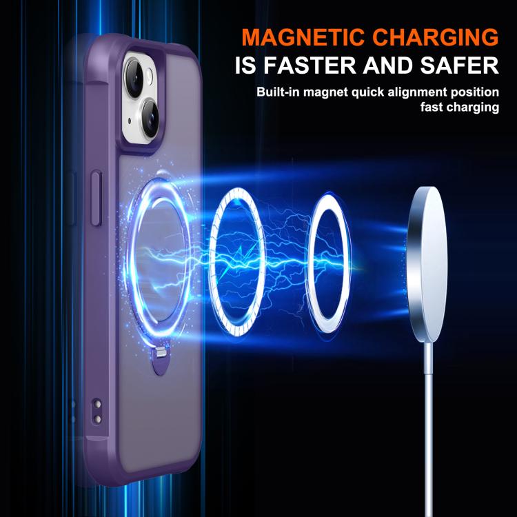 For iPhone 13 Rotating Pivot Bracket Magnetic Phone Case