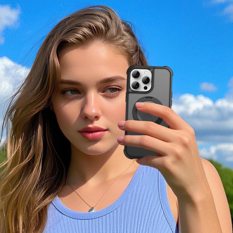 For iPhone 13 Pro Rotating Pivot Bracket Magnetic Phone Case