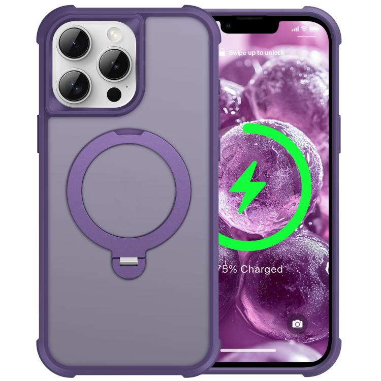 For iPhone 13 Pro Rotating Pivot Bracket Magnetic Phone Case