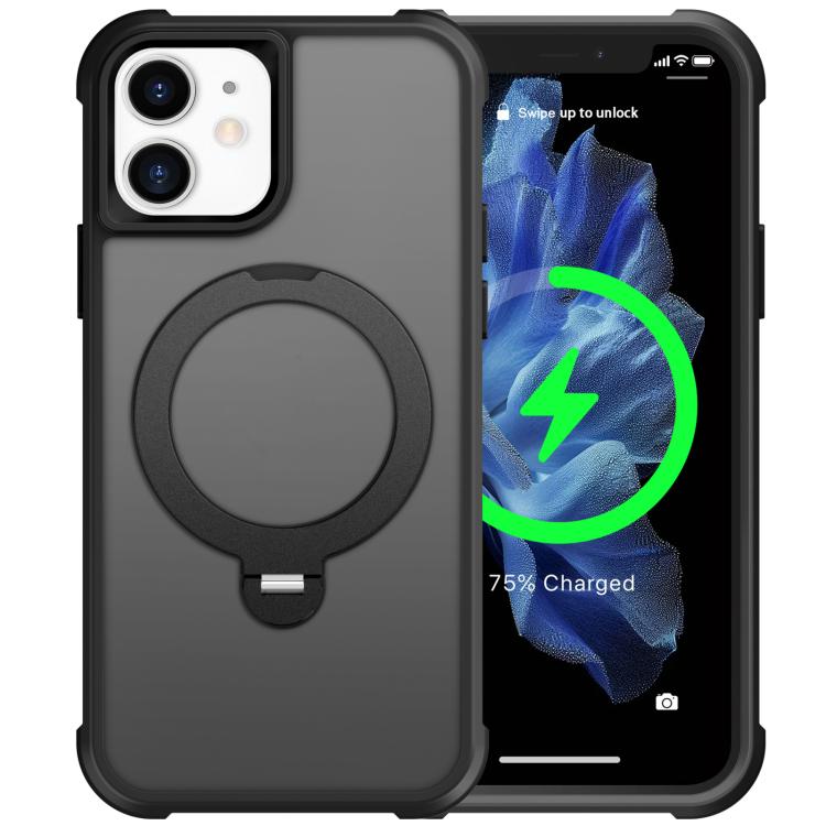 For iPhone 12 Rotating Pivot Bracket Magnetic Phone Case