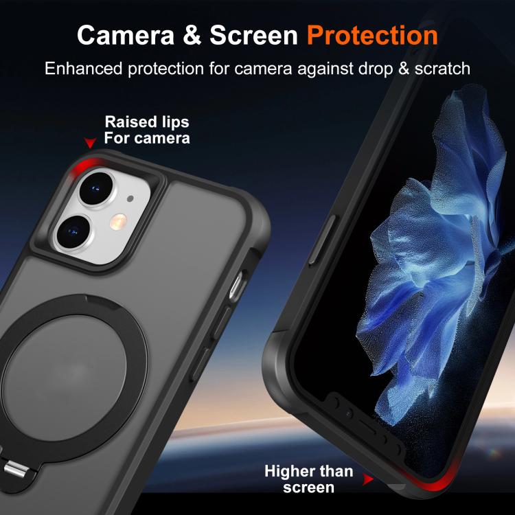For iPhone 12 Rotating Pivot Bracket Magnetic Phone Case