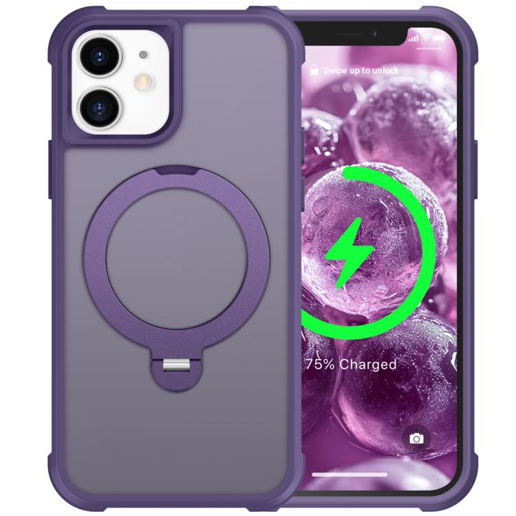 For iPhone 12 Rotating Pivot Bracket Magnetic Phone Case