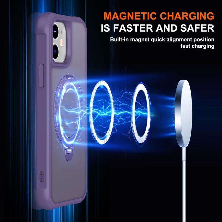 For iPhone 12 Rotating Pivot Bracket Magnetic Phone Case