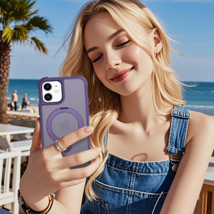 For iPhone 12 Rotating Pivot Bracket Magnetic Phone Case