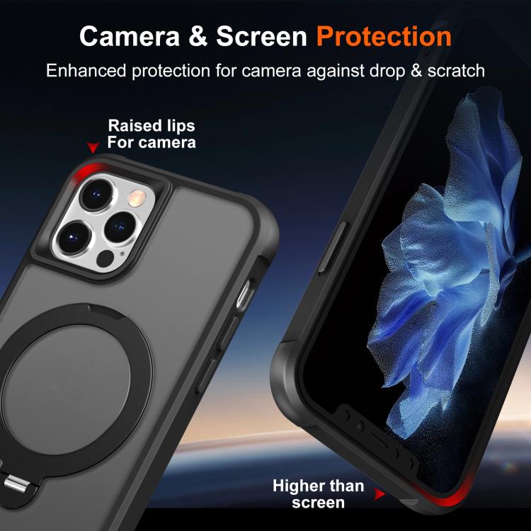 For iPhone 12 Pro Rotating Pivot Bracket Magnetic Phone Case