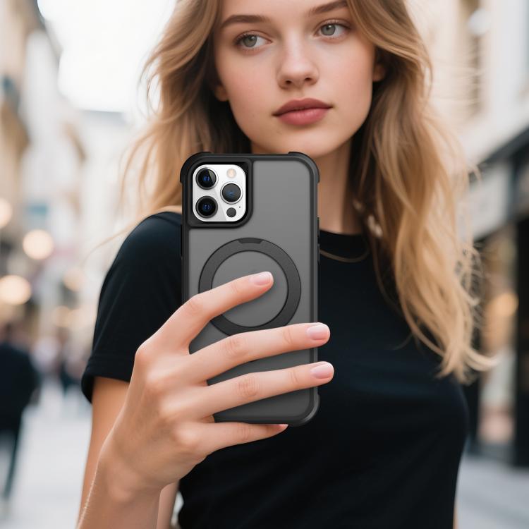 For iPhone 12 Pro Rotating Pivot Bracket Magnetic Phone Case