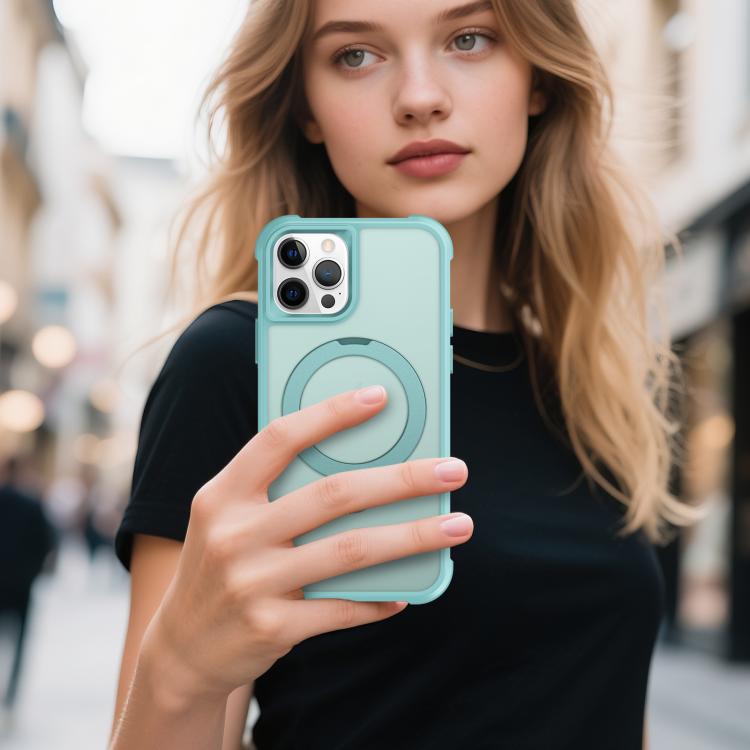 For iPhone 12 Pro Rotating Pivot Bracket Magnetic Phone Case
