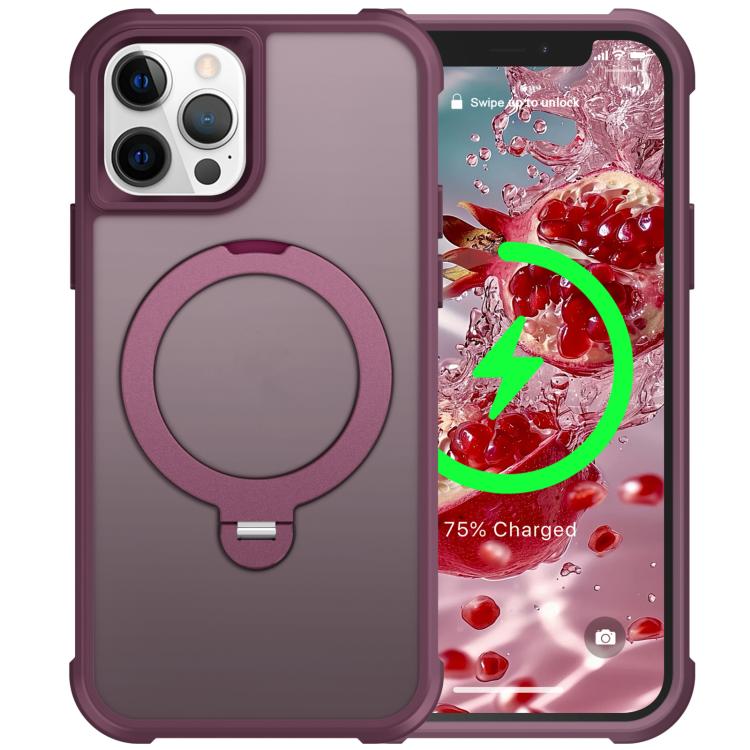 For iPhone 12 Pro Rotating Pivot Bracket Magnetic Phone Case