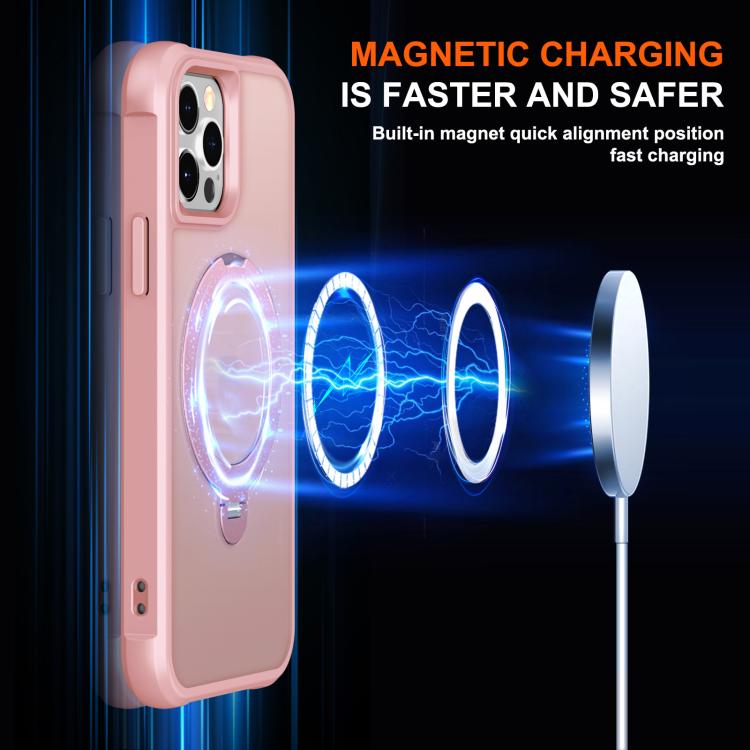 For iPhone 12 Pro Max Rotating Pivot Bracket Magnetic Phone Case