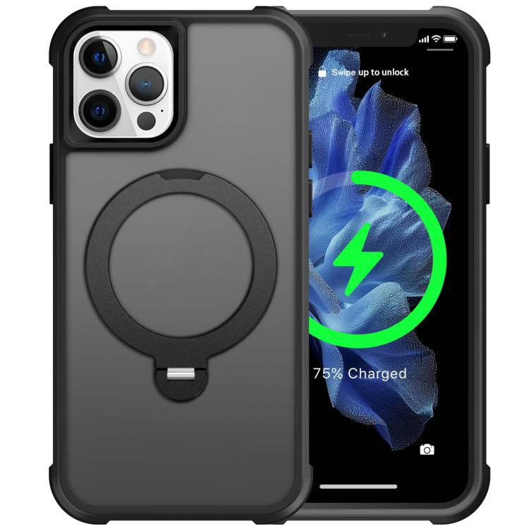 For iPhone 12 Pro Max Rotating Pivot Bracket Magnetic Phone Case