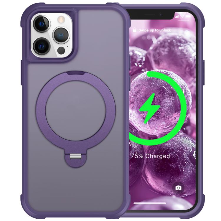 For iPhone 12 Pro Max Rotating Pivot Bracket Magnetic Phone Case