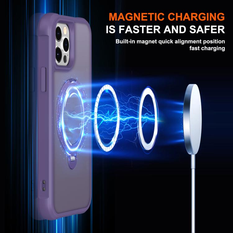 For iPhone 12 Pro Max Rotating Pivot Bracket Magnetic Phone Case