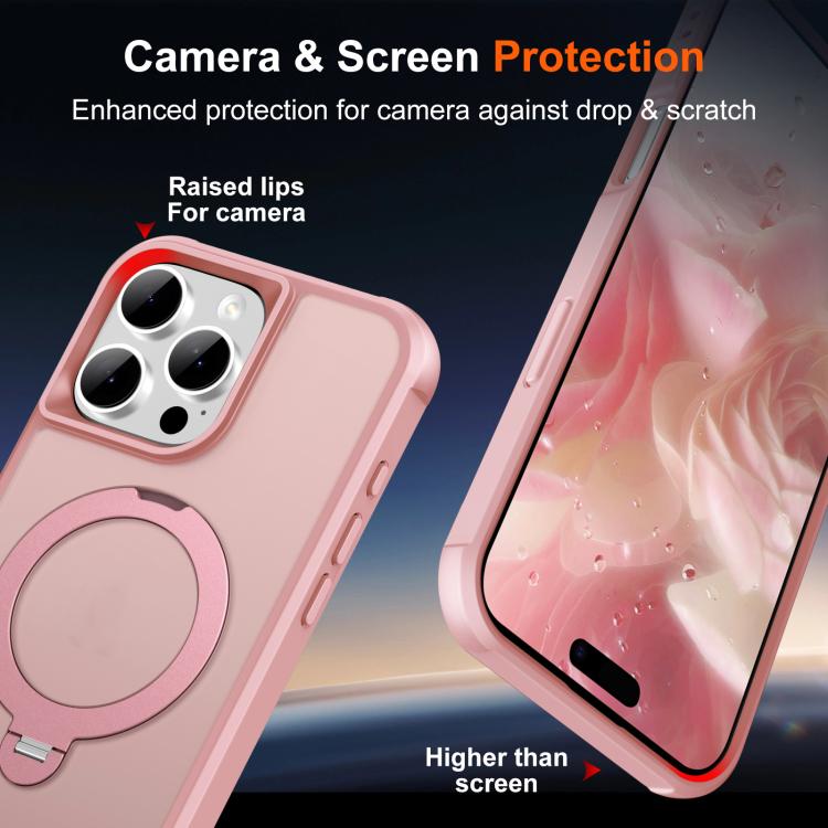 For iPhone 16 Pro Max Rotating Pivot Bracket Magnetic Phone Case