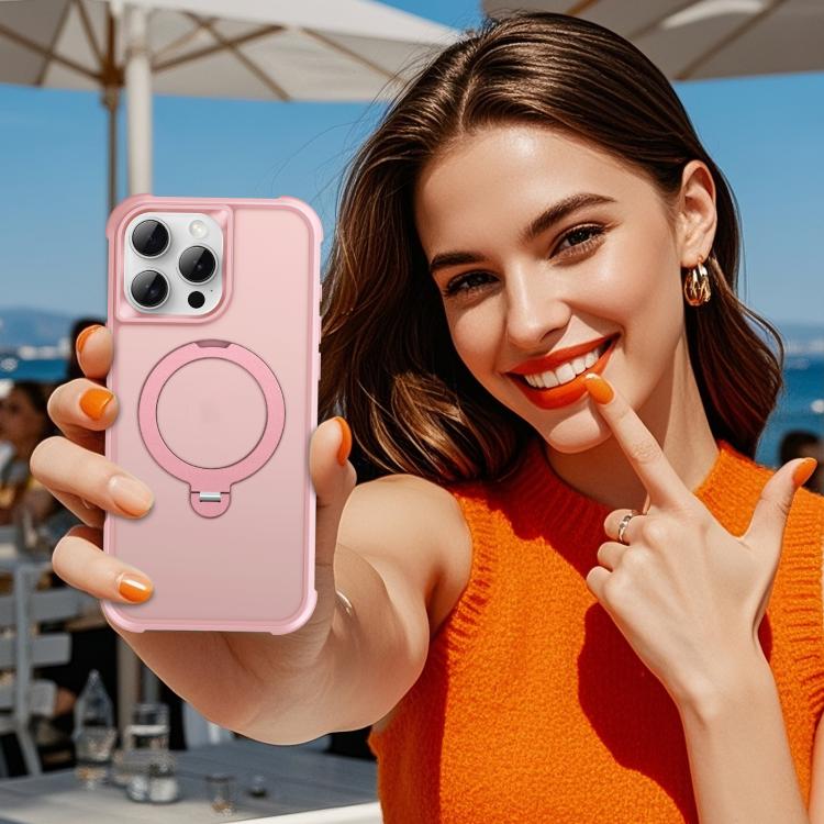 For iPhone 16 Pro Max Rotating Pivot Bracket Magnetic Phone Case