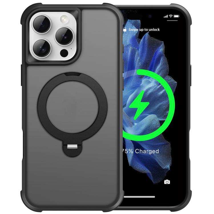 For iPhone 16 Pro Max Rotating Pivot Bracket Magnetic Phone Case