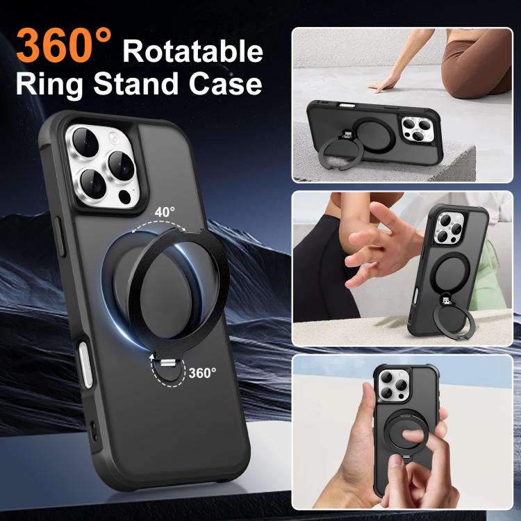 For iPhone 16 Pro Max Rotating Pivot Bracket Magnetic Phone Case
