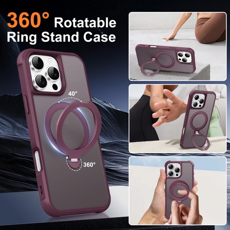 For iPhone 16 Pro Max Rotating Pivot Bracket Magnetic Phone Case