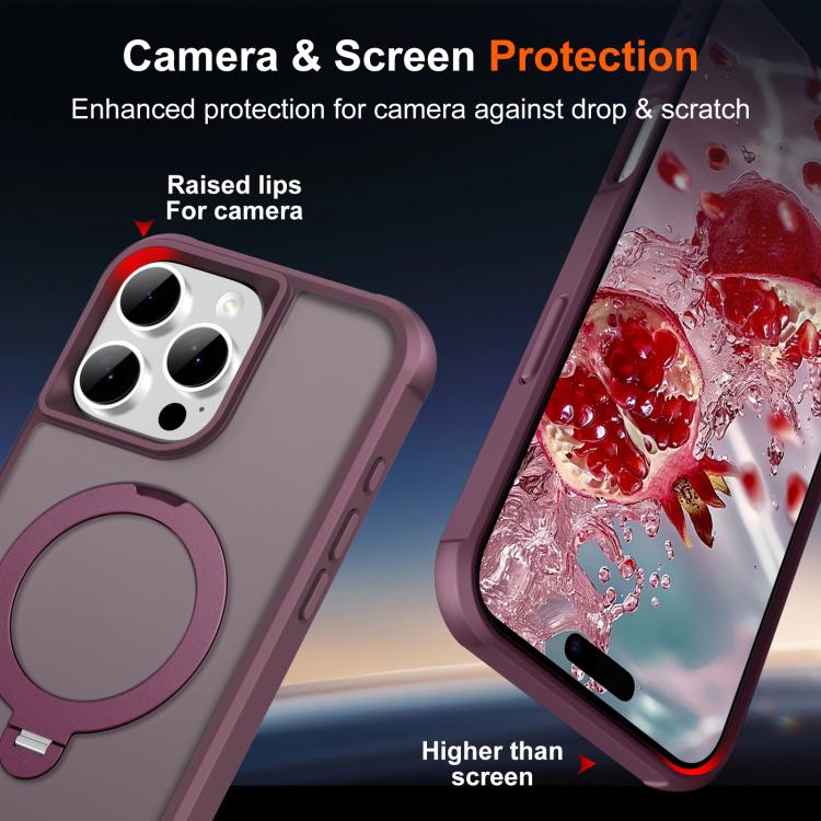 For iPhone 16 Pro Max Rotating Pivot Bracket Magnetic Phone Case