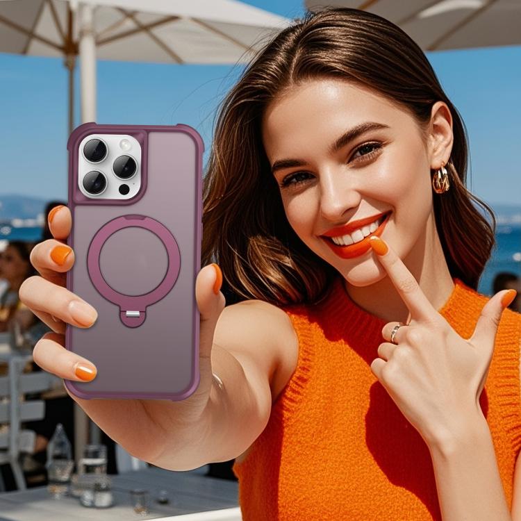 For iPhone 16 Pro Max Rotating Pivot Bracket Magnetic Phone Case