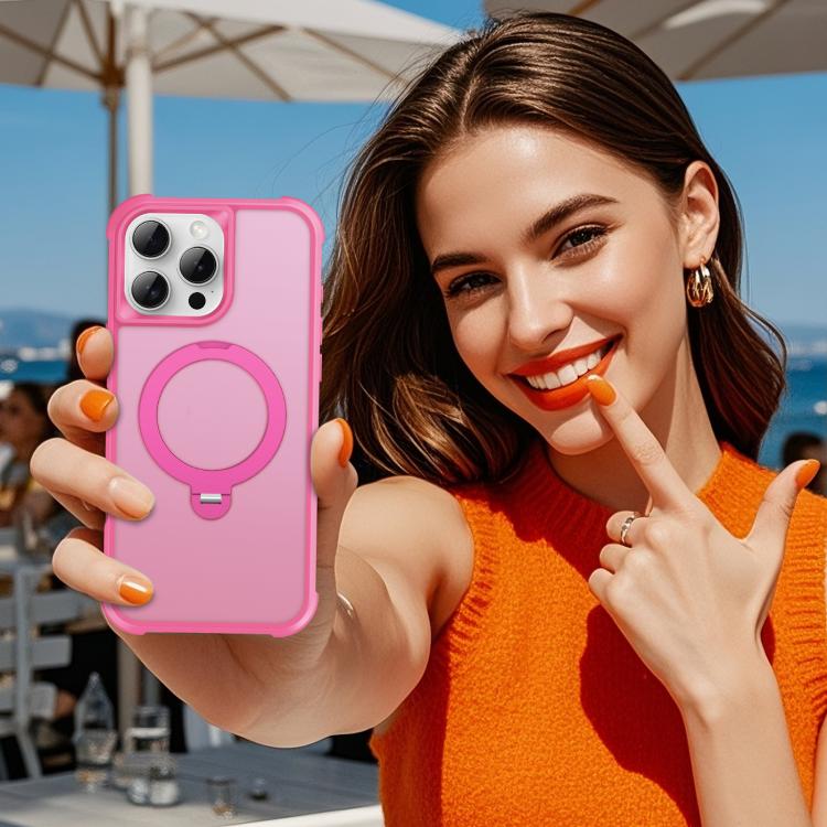 For iPhone 16 Pro Max Rotating Pivot Bracket Magnetic Phone Case