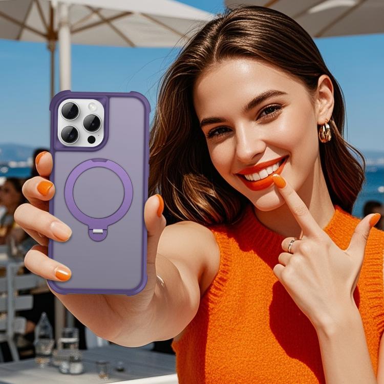 For iPhone 16 Pro Max Rotating Pivot Bracket Magnetic Phone Case