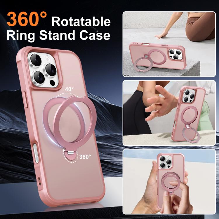 For iPhone 16 Pro Rotating Pivot Bracket Magnetic Phone Case