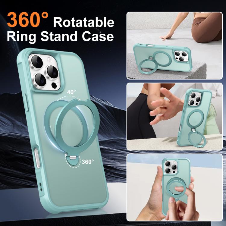 For iPhone 16 Pro Rotating Pivot Bracket Magnetic Phone Case