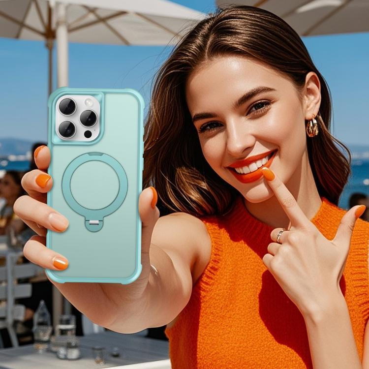 For iPhone 16 Pro Rotating Pivot Bracket Magnetic Phone Case