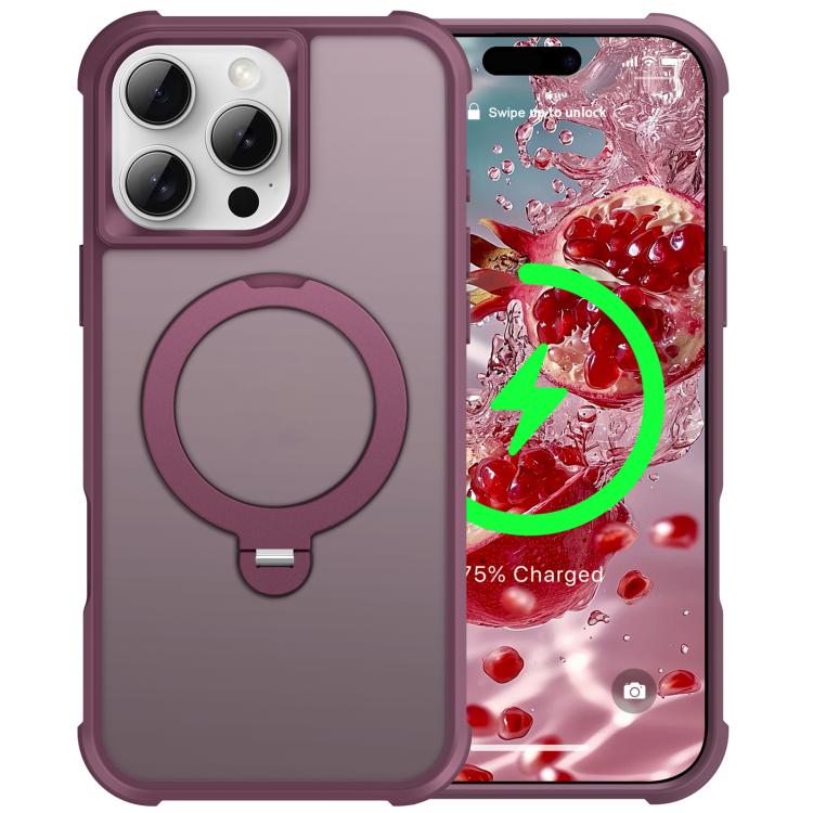 For iPhone 16 Pro Rotating Pivot Bracket Magnetic Phone Case