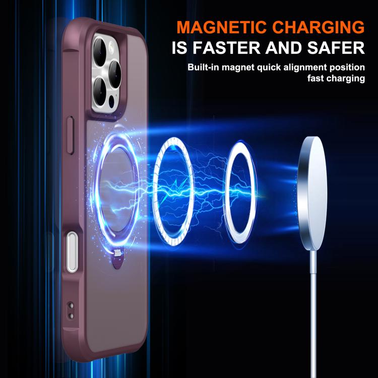 For iPhone 16 Pro Rotating Pivot Bracket Magnetic Phone Case