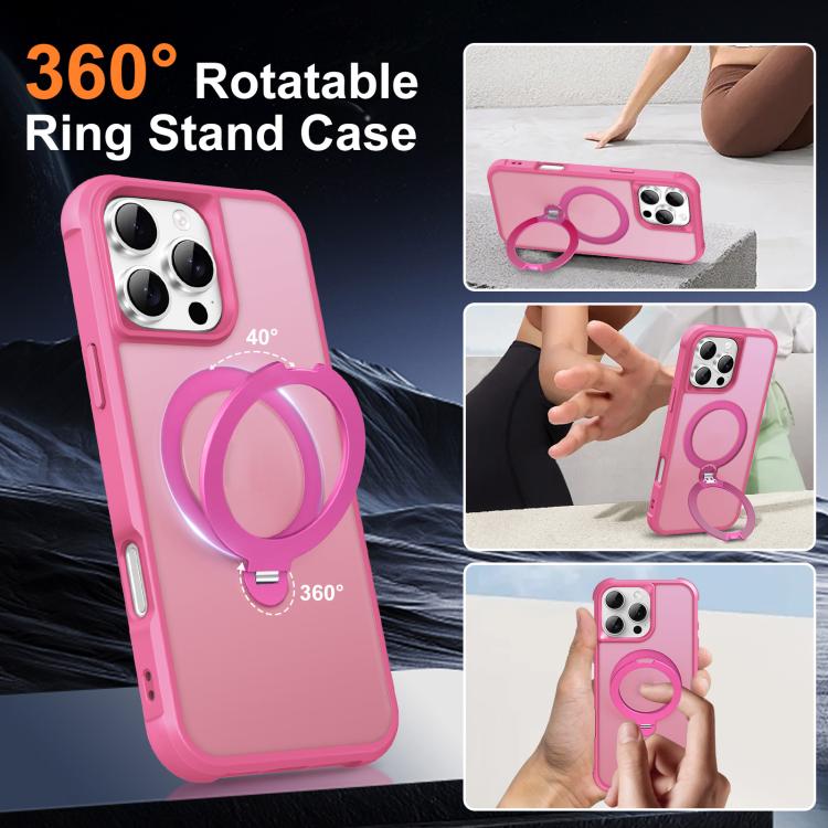 For iPhone 16 Pro Rotating Pivot Bracket Magnetic Phone Case