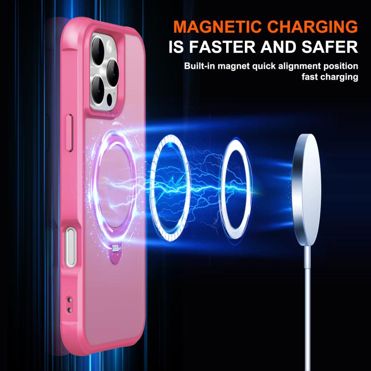 For iPhone 16 Pro Rotating Pivot Bracket Magnetic Phone Case