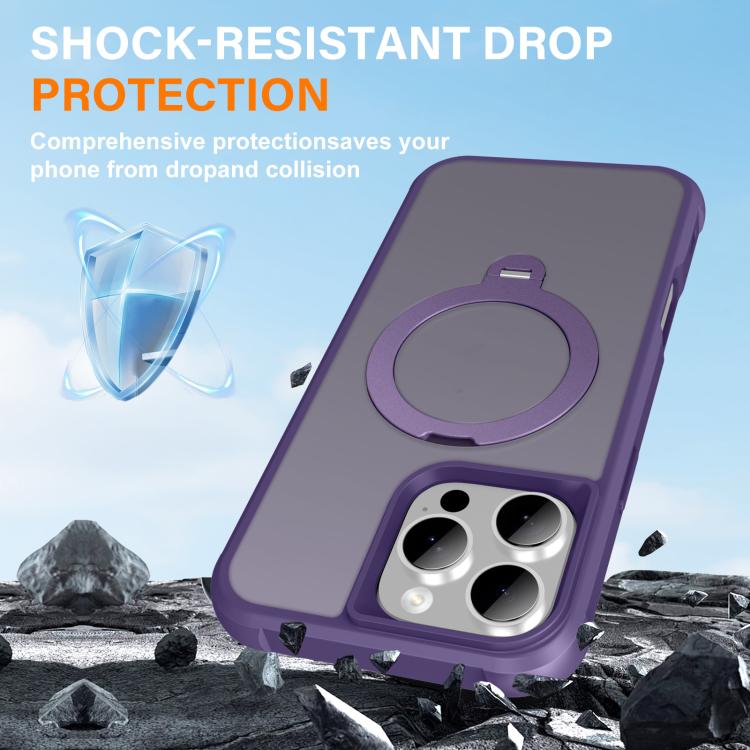 For iPhone 16 Pro Rotating Pivot Bracket Magnetic Phone Case