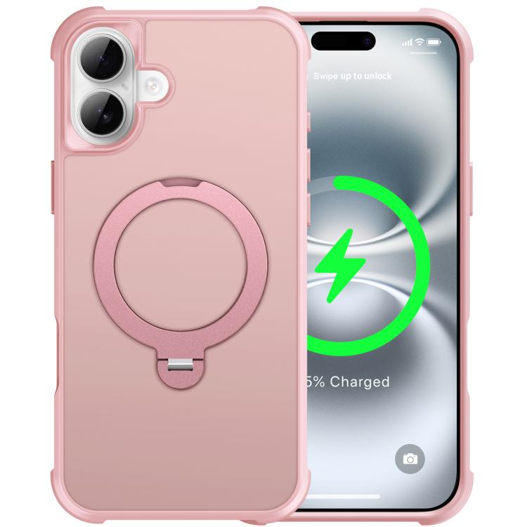 For iPhone 16 Plus Rotating Pivot Bracket Magnetic Phone Case