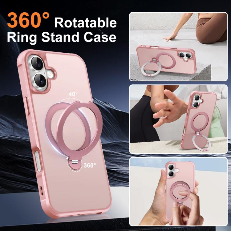 For iPhone 16 Plus Rotating Pivot Bracket Magnetic Phone Case
