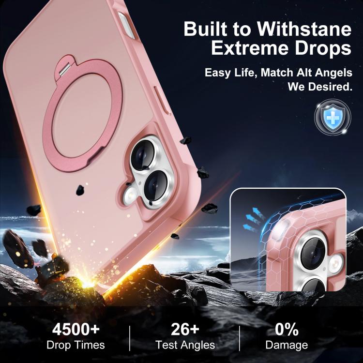 For iPhone 16 Plus Rotating Pivot Bracket Magnetic Phone Case