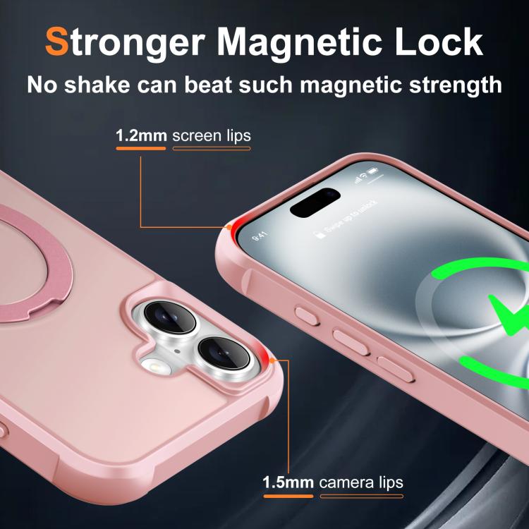For iPhone 16 Plus Rotating Pivot Bracket Magnetic Phone Case
