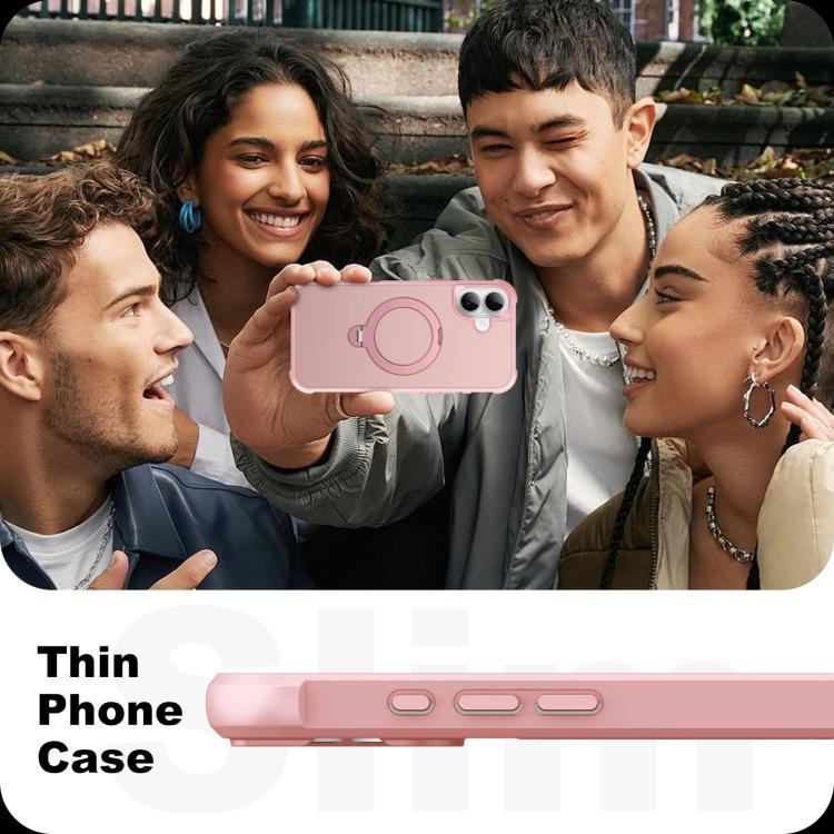 For iPhone 16 Plus Rotating Pivot Bracket Magnetic Phone Case