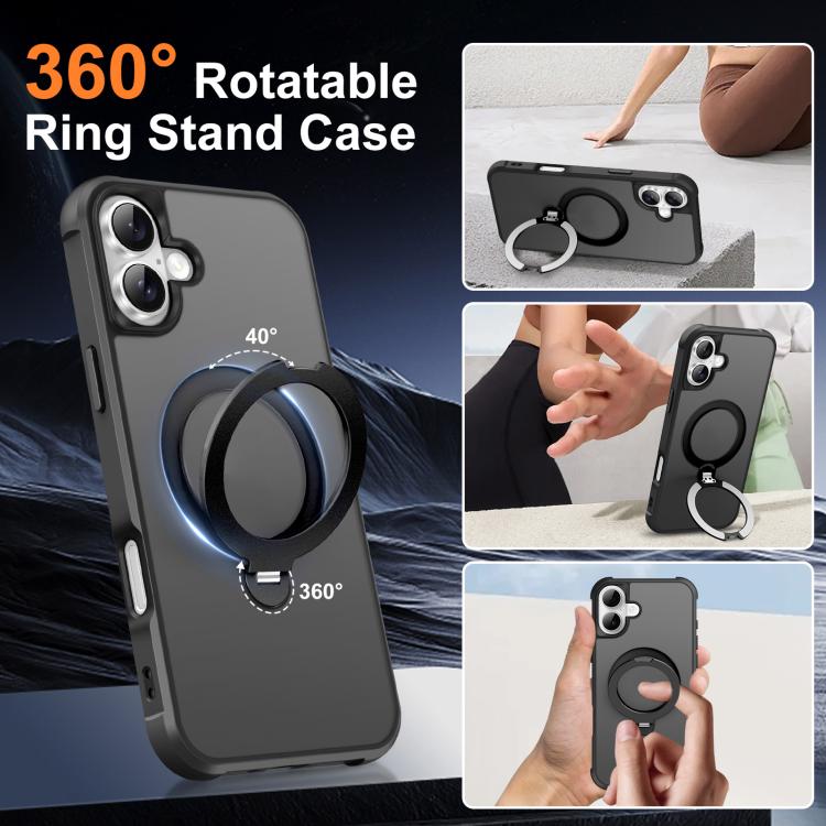 For iPhone 16 Plus Rotating Pivot Bracket Magnetic Phone Case