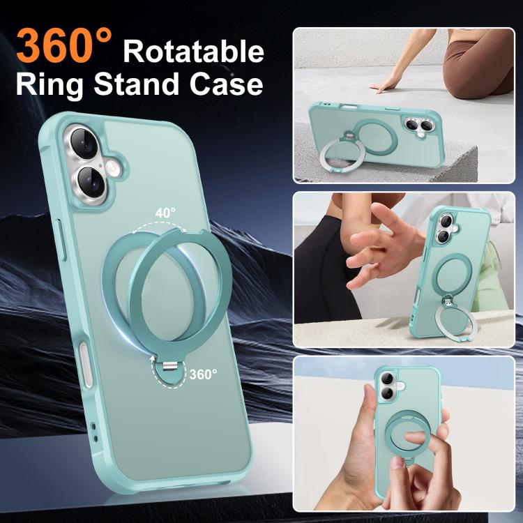 For iPhone 16 Plus Rotating Pivot Bracket Magnetic Phone Case